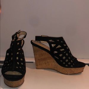 Black Calvin Klein wedge sandals